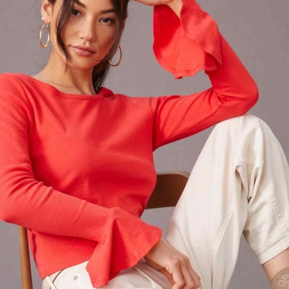 Anthropologie Flouncy Red Top - New - Size Medium - Picture 1 of 6